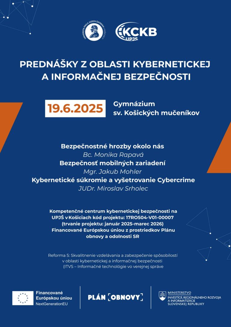 Read more about the article Prednášky z oblasti kybernetickej a informačnej bezpečnosti pre stredné školy